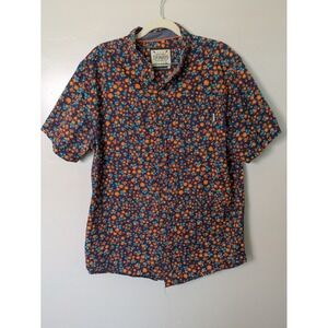 DRAVUS Men's Floral Print Short Sleeve Button Down Shirt Size L
